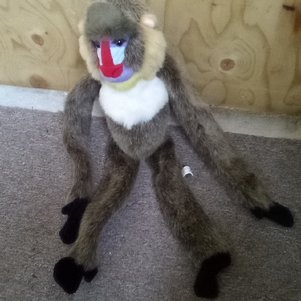 Plush Baboon Toy with Multicolor Face